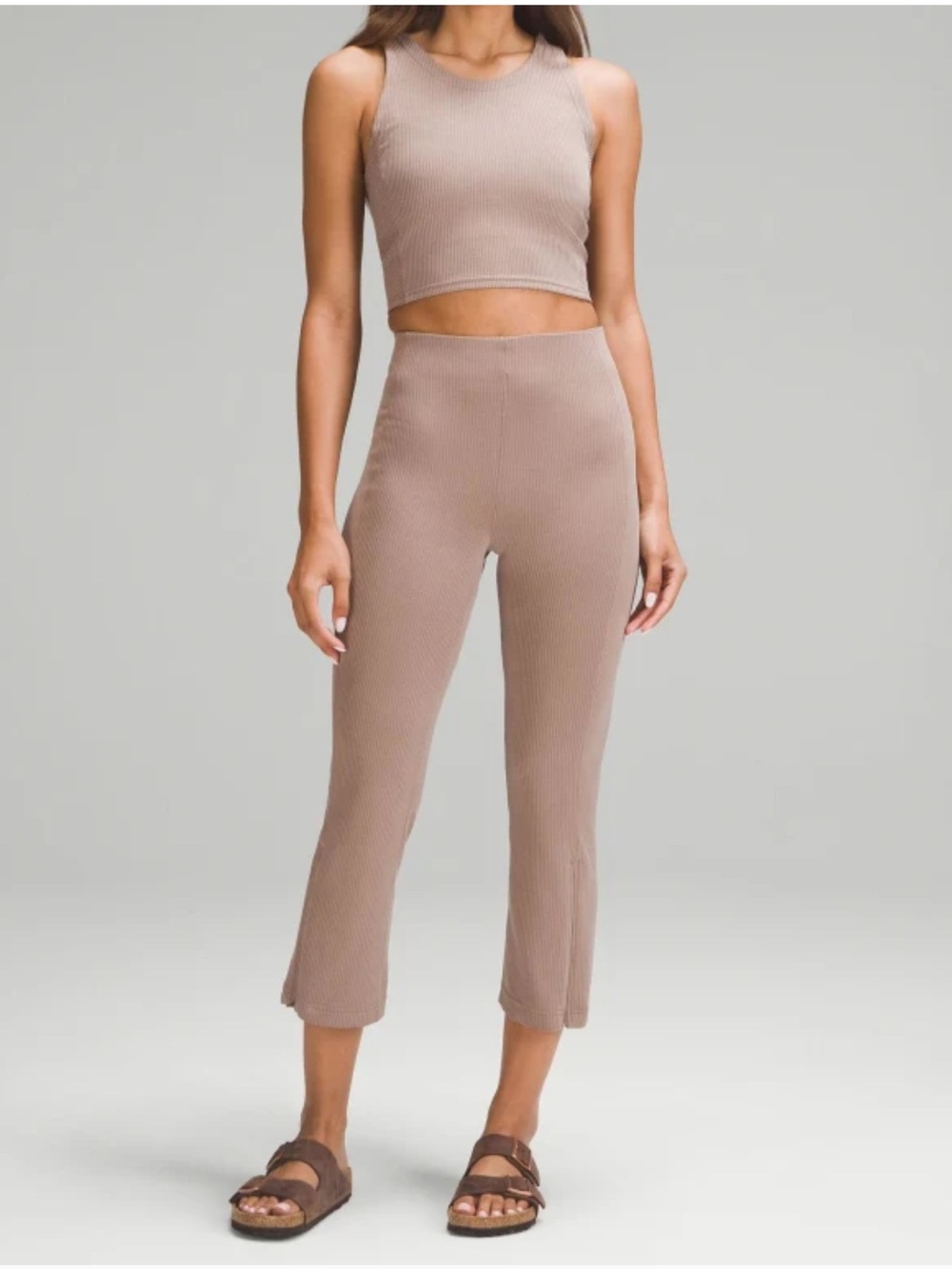 Lululemon Ribbed Softstreme Zip-Leg High-Rise Cropped Pant 25" size 4